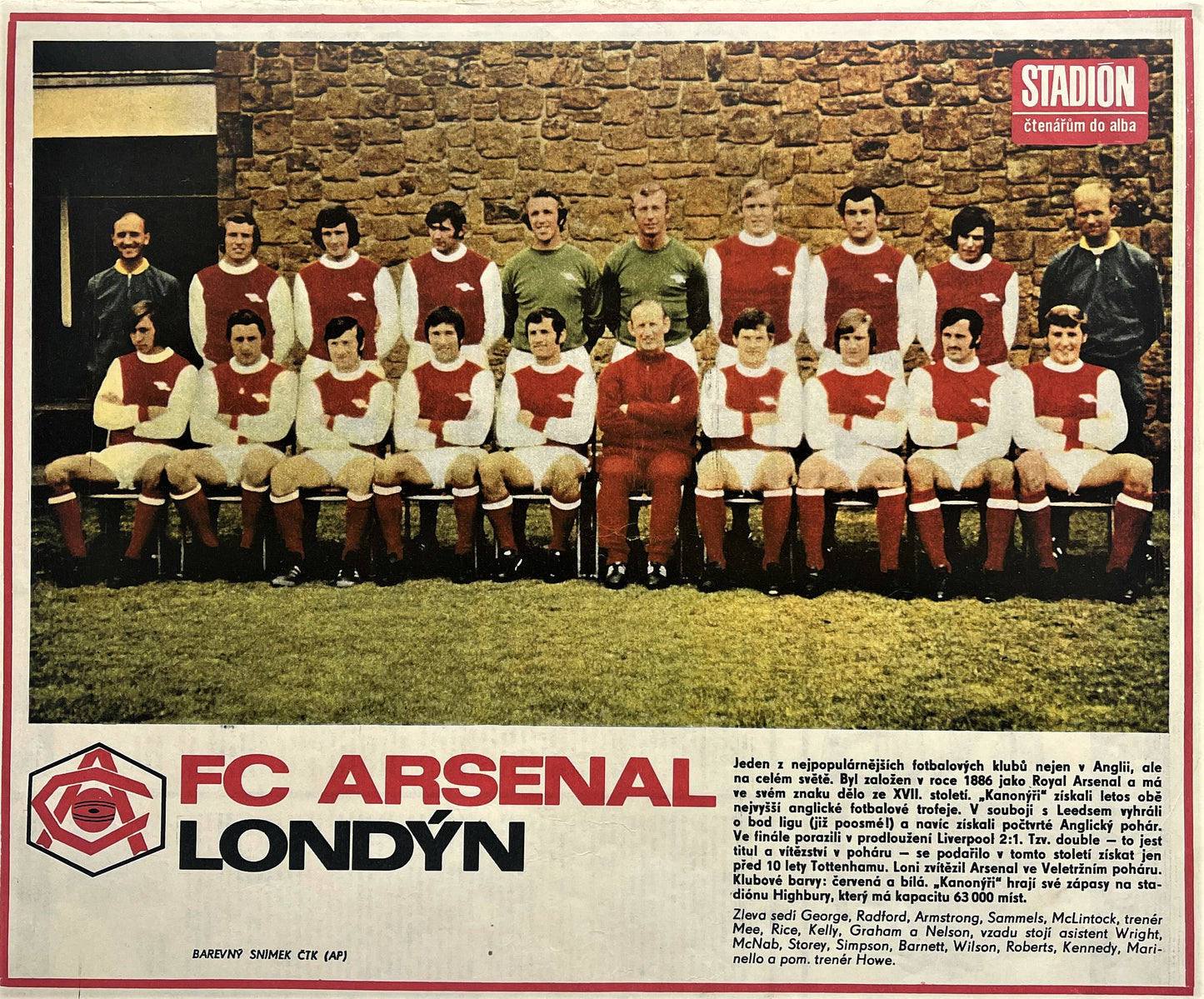 POSTER ARSENAL LONDON 1971