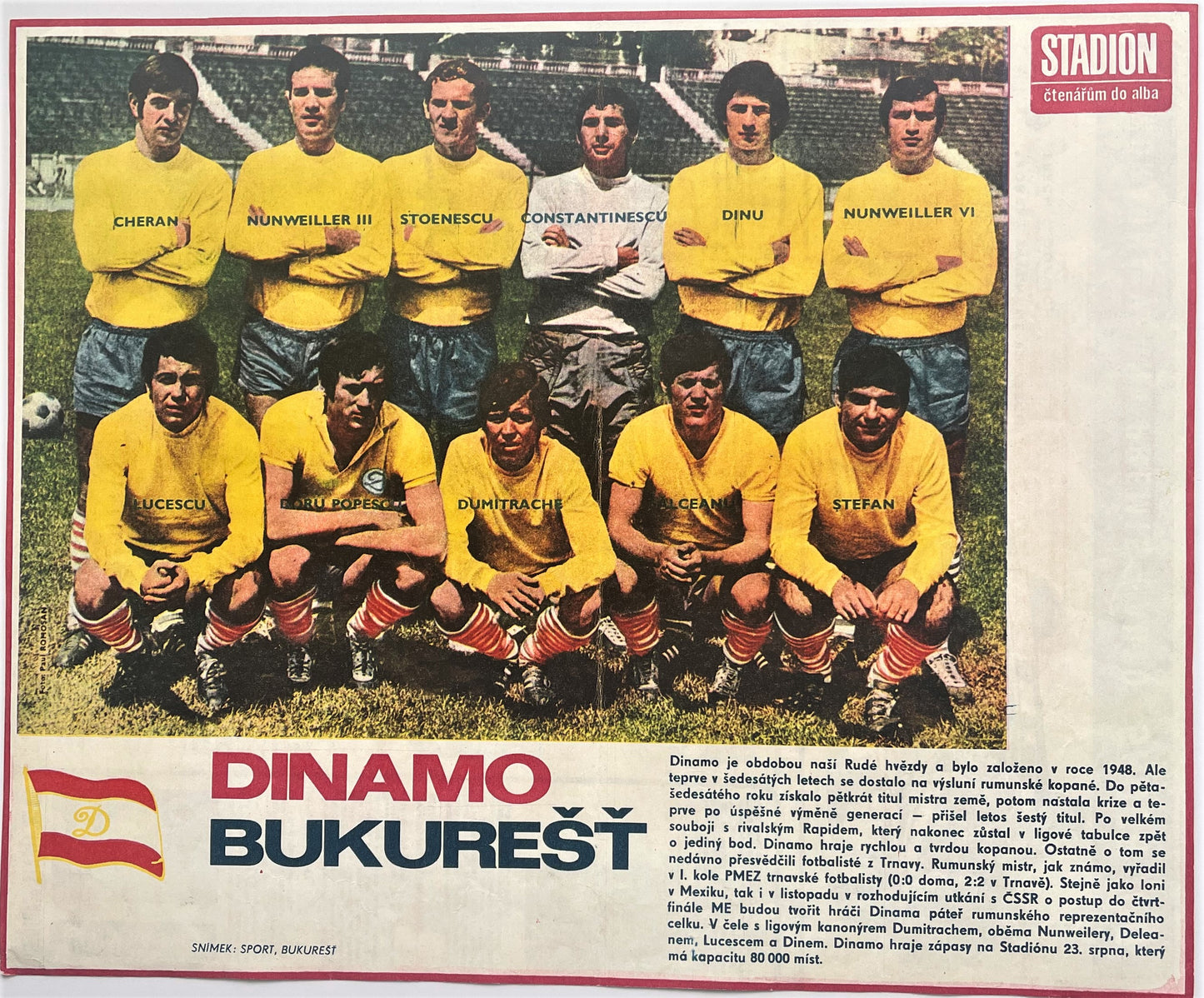 POSTER DINAMO BUCHAREST 1971